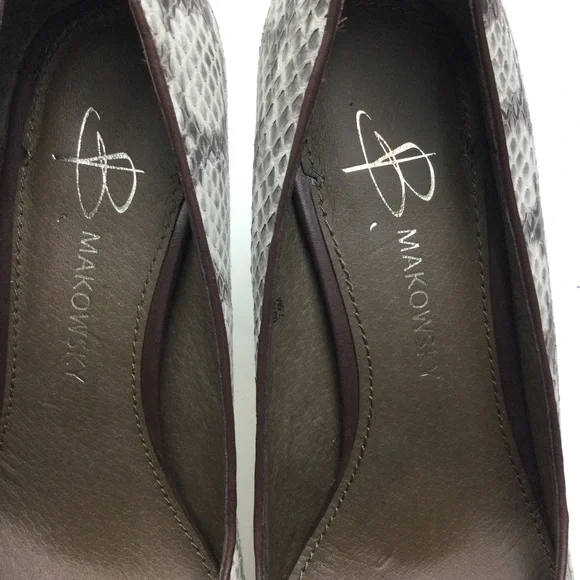 B Makowsky Neve Python Snake Print Leather Round Toe Pumps Size 7.5 - Picture 10 of 12